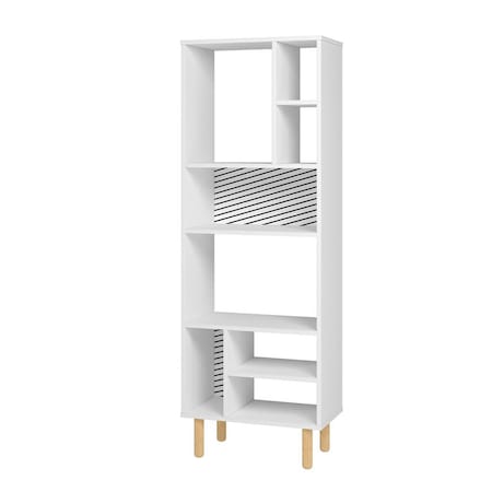 Designed To Furnish 60.23 in. Essex Decor Bookcase with 8 Shelves, White & Zebra DE3585655
